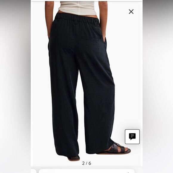 Free People NWT Nothin’ To Say Wide Leg Pants in black size XS - Picture 2 of 7